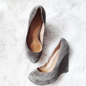 L.A.M.B | Plum Suede Wedges in Gray